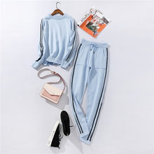 Load image into Gallery viewer, Autumn and Winter Explosions Sportswear High Collar Sweater Knit Pants Suit Casual Women&#39;s Two-piece Suit